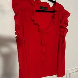 NWT! Red ruffle Eloquii button up blouse.